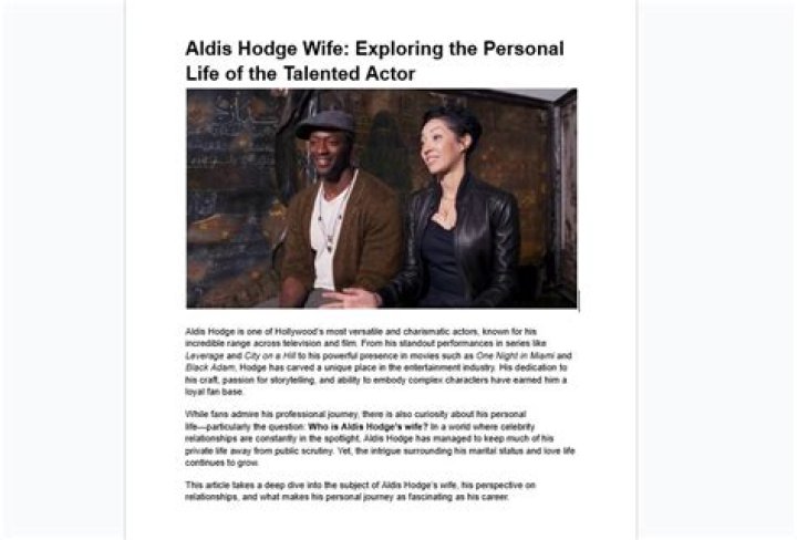 Who is the Wife of Aldis Hodge? Exploring His Personal Life and Relationships